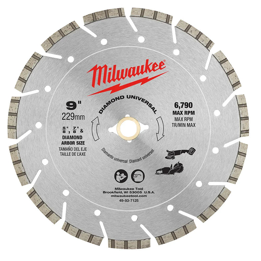 Milwaukee 49 - 93 - 7125 9" Diamond Universal Cutting Blade - Lined Out Milwaukee 49 - 93 - 7125 9" Diamond Universal Cutting BladeSaw Blades