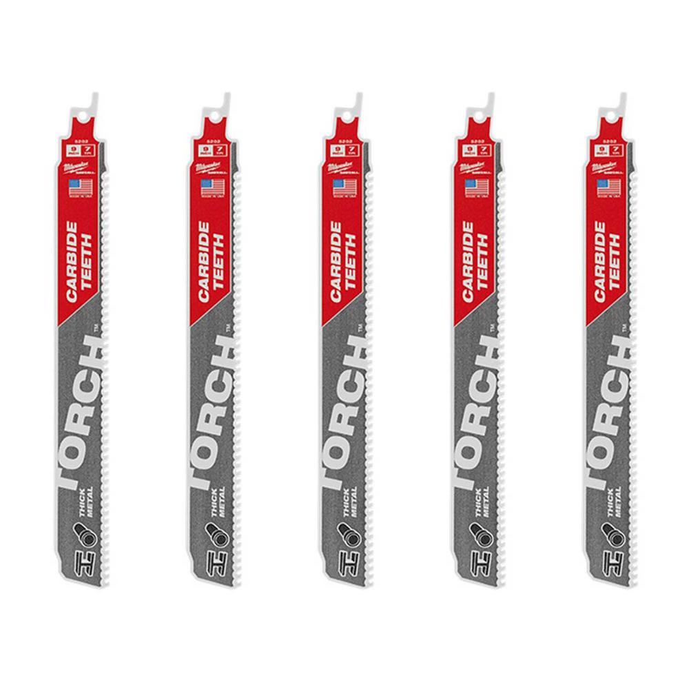 Milwaukee 9" Sawzall Torch Carbide Blades, 5 pack - (88 - 48005502) - Lined Out Milwaukee 9" Sawzall Torch Carbide Blades, 5 pack - (88 - 48005502)Sawzall Blades
