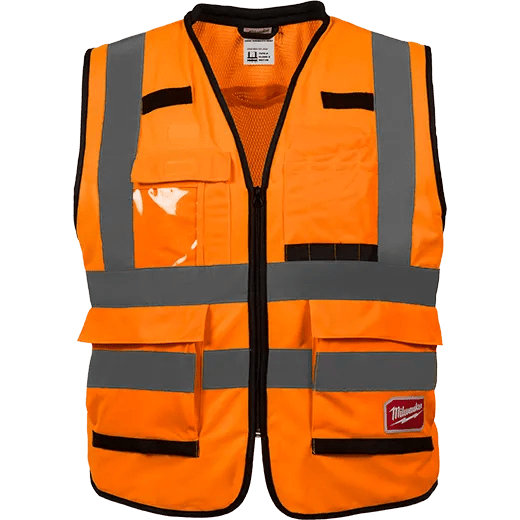 Milwaukee Class 2 High Visibility Orange Performance Safety Vest - Lined Out Milwaukee Class 2 High Visibility Orange Performance Safety VestWork Safety Protective Gear