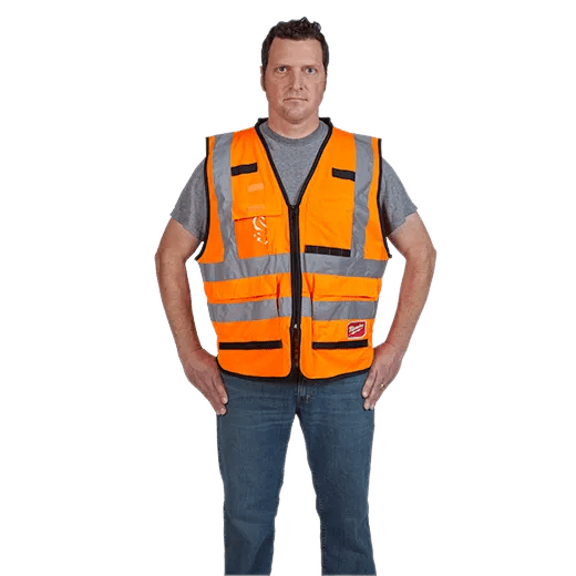Milwaukee Class 2 High Visibility Orange Performance Safety Vest - Lined Out Milwaukee Class 2 High Visibility Orange Performance Safety VestWork Safety Protective Gear