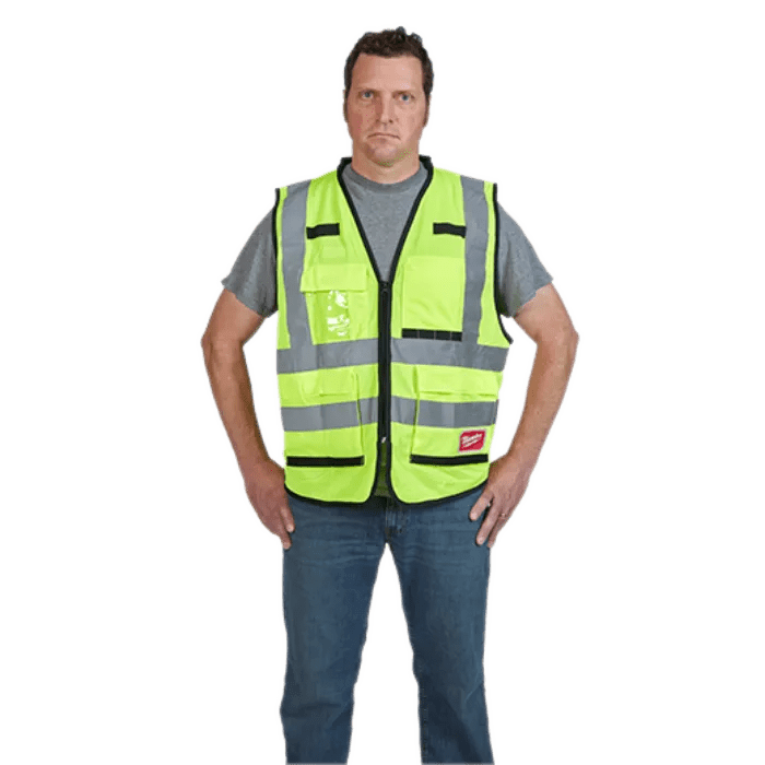 Milwaukee Class 2 High Visibility Yellow Performance Safety Vest - Lined Out Milwaukee Class 2 High Visibility Yellow Performance Safety VestWork Safety Protective Gear