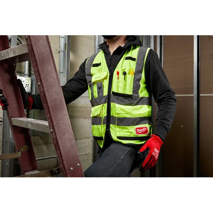 Milwaukee Class 2 High Visibility Yellow Performance Safety Vest - Lined Out Milwaukee Class 2 High Visibility Yellow Performance Safety VestWork Safety Protective Gear