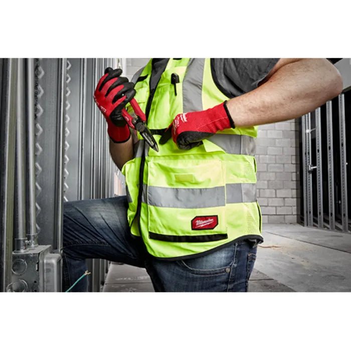 Milwaukee Class 2 High Visibility Yellow Performance Safety Vest - Lined Out Milwaukee Class 2 High Visibility Yellow Performance Safety VestWork Safety Protective Gear