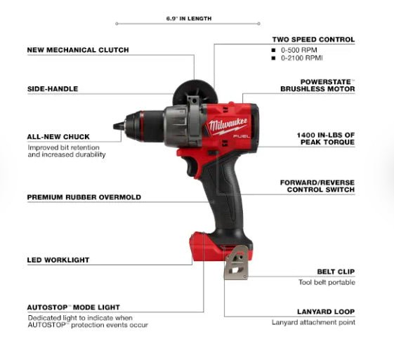 Milwaukee Fuel 1/2" Hammer Drill/Driver (Tool Only) - 2904 - 20 - Lined Out Milwaukee Fuel 1/2" Hammer Drill/Driver (Tool Only) - 2904 - 20HAMMER DRILLS