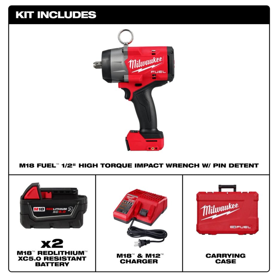 Milwaukee M18 FUEL™ 1/2" High Torque Impact Wrench w/ Pin Detent Kit - Lined Out Milwaukee M18 FUEL™ 1/2" High Torque Impact Wrench w/ Pin Detent KitImpact Wrenches