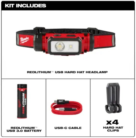 Milwaukee REDLITHIUM™ USB Hard Hat Headlamp - (89 - 2163 - 21) - Lined Out Milwaukee REDLITHIUM™ USB Hard Hat Headlamp - (89 - 2163 - 21)Head lamp