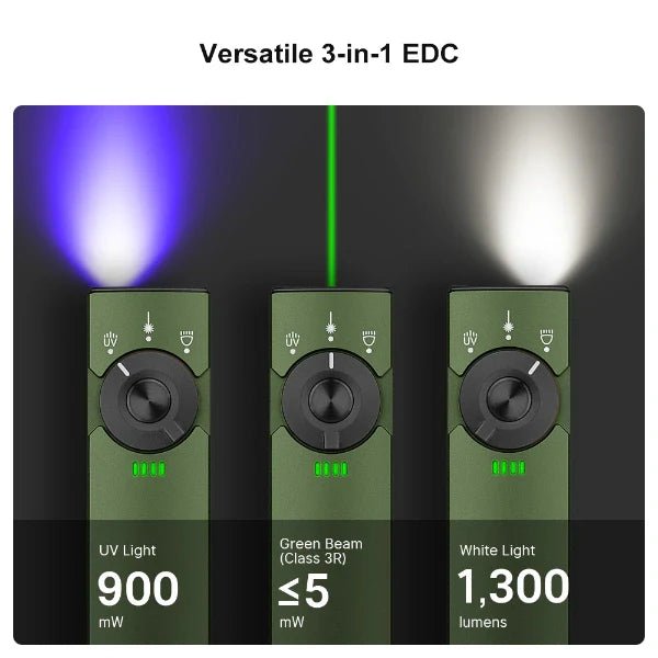 OLIGHT ARKFELDPRO3RODGV3 Arkfeld Pro Flat EDC Flashlight with LED Light UV and Laser - OD Green - Lined Out OLIGHT ARKFELDPRO3RODGV3 Arkfeld Pro Flat EDC Flashlight with LED Light UV and Laser - OD GreenFlashlights