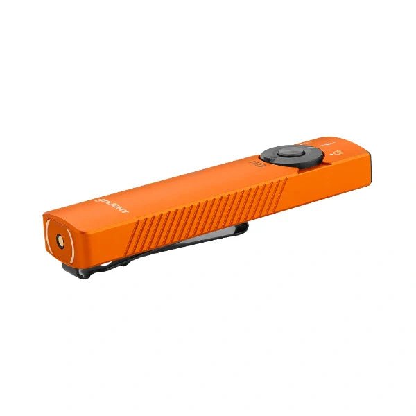 OLIGHT ARKFELDPRO3ROGV3 Arkfeld Pro Flat EDC Flashlight with LED Light UV and Laser - Orange - Lined Out OLIGHT ARKFELDPRO3ROGV3 Arkfeld Pro Flat EDC Flashlight with LED Light UV and Laser - OrangeFlashlights