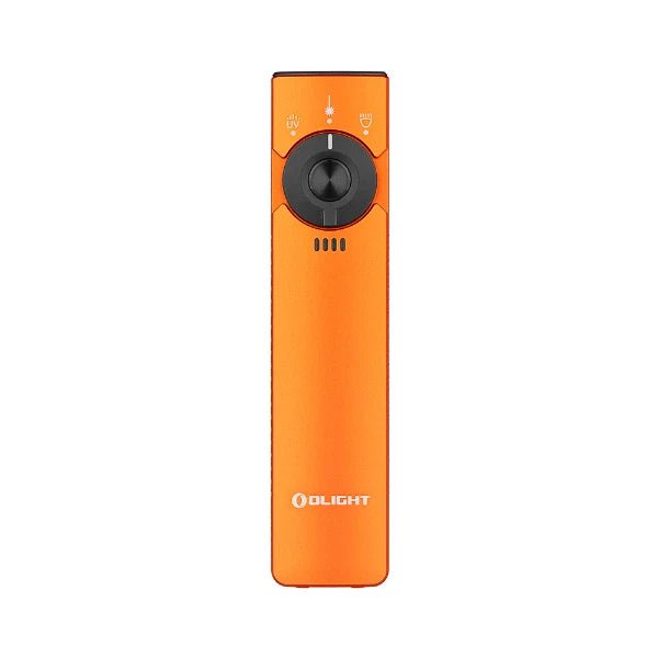 OLIGHT ARKFELDPRO3ROGV3 Arkfeld Pro Flat EDC Flashlight with LED Light UV and Laser - Orange - Lined Out OLIGHT ARKFELDPRO3ROGV3 Arkfeld Pro Flat EDC Flashlight with LED Light UV and Laser - OrangeFlashlights