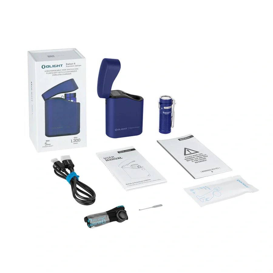 OLIGHT BATON4KITRGBU Baton 4 Powerful EDC Flashlight 1300 Lumens - Regal Blue - Premium (With Charging Case) - Lined Out OLIGHT BATON4KITRGBU Baton 4 Powerful EDC Flashlight 1300 Lumens - Regal Blue - Premium (With Charging Case)Flashlights