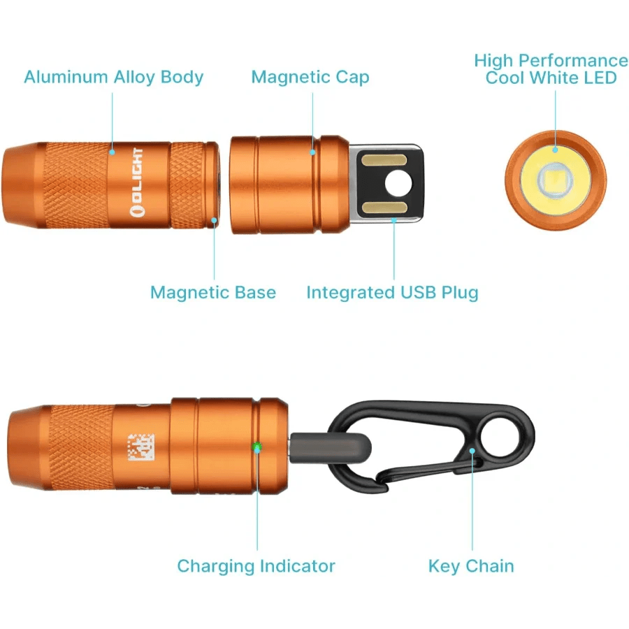 OLIGHT IMINI2OG imini 2 Rechargeable Mini Flashlight - Orange - Lined Out OLIGHT IMINI2OG imini 2 Rechargeable Mini Flashlight - OrangeFlashlights