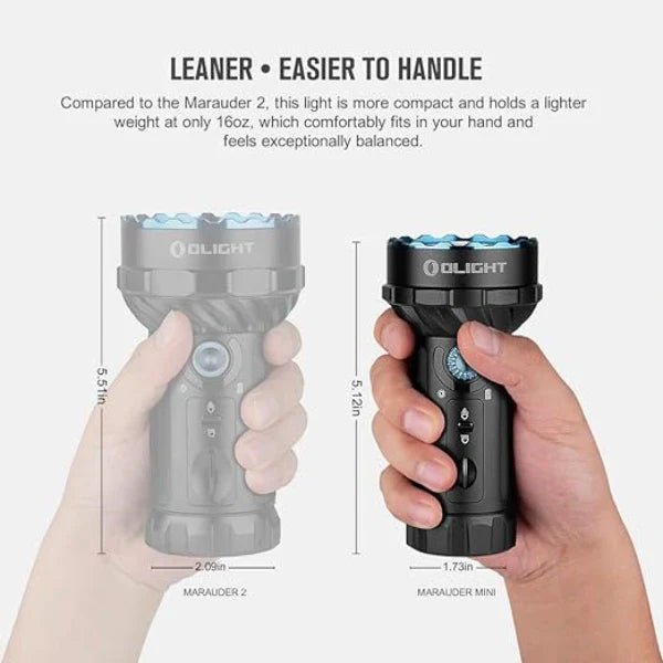 OLIGHT MARAUDERMINIBK Marauder Mini Powerful LED Flashlight With RGB - Lined Out OLIGHT MARAUDERMINIBK Marauder Mini Powerful LED Flashlight With RGBFlashlights