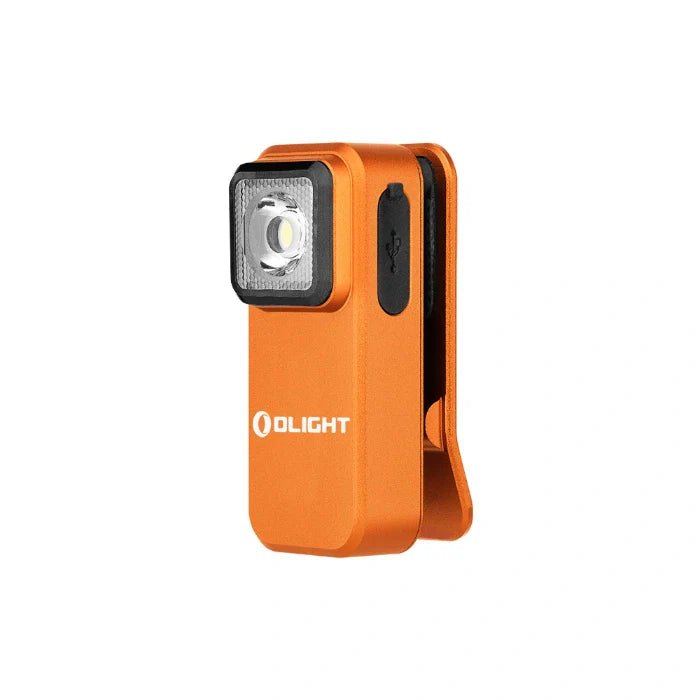 OLIGHT OCLIPOG Oclip Clip Light with White and Red Light - Orange - Lined Out OLIGHT OCLIPOG Oclip Clip Light with White and Red Light - OrangeFlashlights