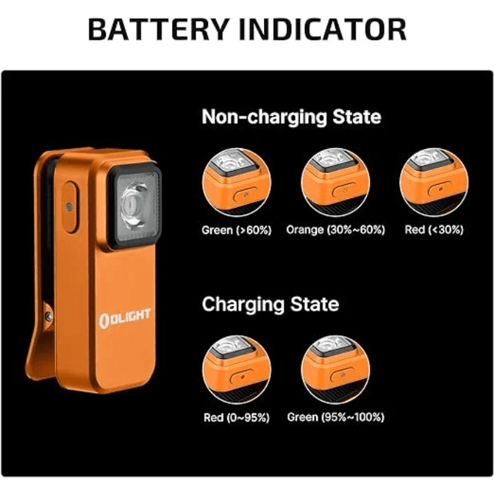 OLIGHT OCLIPOG Oclip Clip Light with White and Red Light - Orange - Lined Out OLIGHT OCLIPOG Oclip Clip Light with White and Red Light - OrangeFlashlights