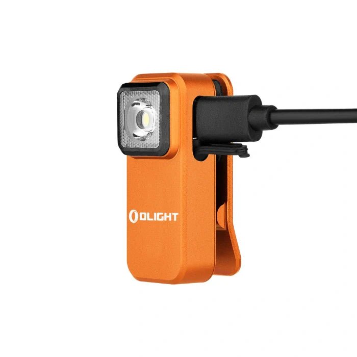 OLIGHT OCLIPOG Oclip Clip Light with White and Red Light - Orange - Lined Out OLIGHT OCLIPOG Oclip Clip Light with White and Red Light - OrangeFlashlights