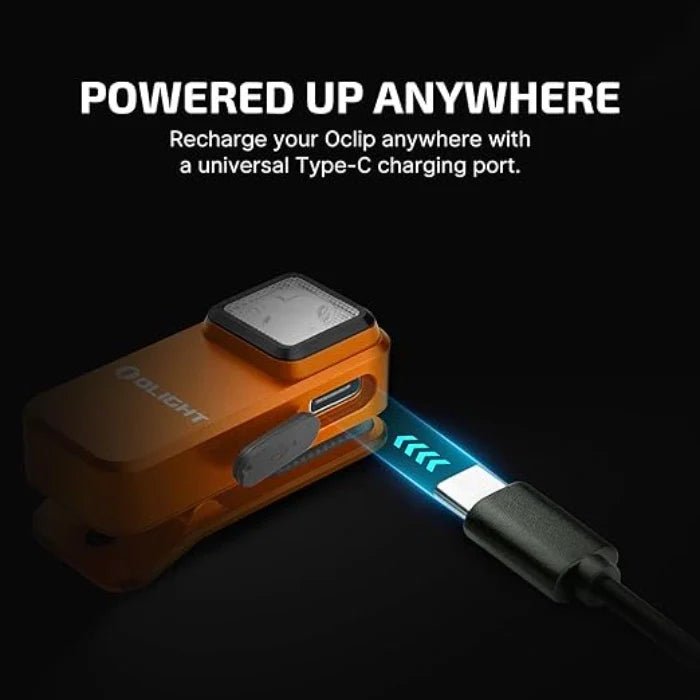 OLIGHT OCLIPOG Oclip Clip Light with White and Red Light - Orange - Lined Out OLIGHT OCLIPOG Oclip Clip Light with White and Red Light - OrangeFlashlights
