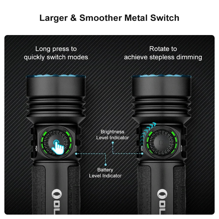 OLIGHT SEEKER4PROMTBKCW Seeker 4 Pro High Power Flashlight - Matte Black CW(5700~7000K) - Lined Out OLIGHT SEEKER4PROMTBKCW Seeker 4 Pro High Power Flashlight - Matte Black CW(5700~7000K)Flashlights
