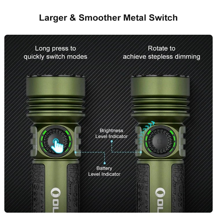 OLIGHT SEEKER4PROODG Seeker 4 Pro High Power Flashlight - OD Green CW(5700~7000K) - Lined Out OLIGHT SEEKER4PROODG Seeker 4 Pro High Power Flashlight - OD Green CW(5700~7000K)Flashlights