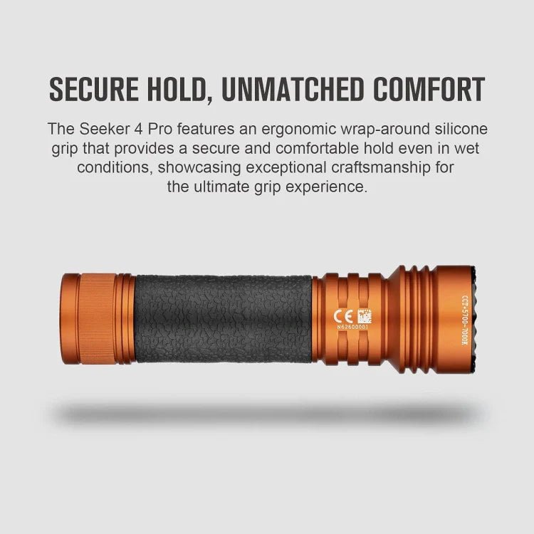 OLIGHT SEEKER4PROOG Seeker 4 Pro High Power Flashlight - Orange CW(5700~7000K) - Lined Out OLIGHT SEEKER4PROOG Seeker 4 Pro High Power Flashlight - Orange CW(5700~7000K)Flashlights