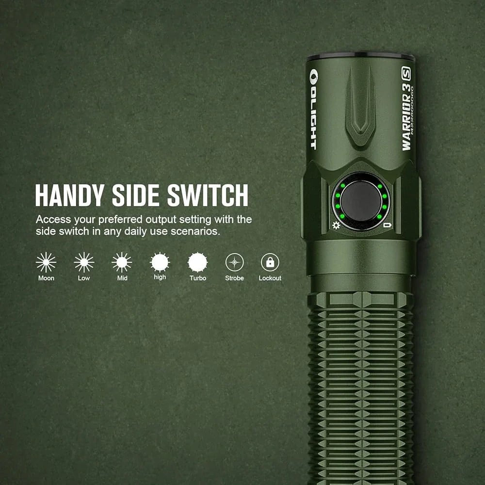 OLIGHT WARRIOR3SODG Warrior 3S High Beam Tactical Flashlight - OD Green - Lined Out OLIGHT WARRIOR3SODG Warrior 3S High Beam Tactical Flashlight - OD GreenFlashlights