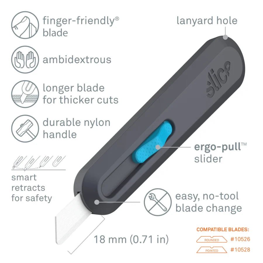 Slice® 10558 Smart - Retracting Utility Knife - Lined Out Slice® 10558 Smart - Retracting Utility KnifeCraft Knives